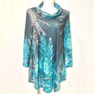 Lily long sleeve shades of blue long sleeve top / blouse / tunic, size XL